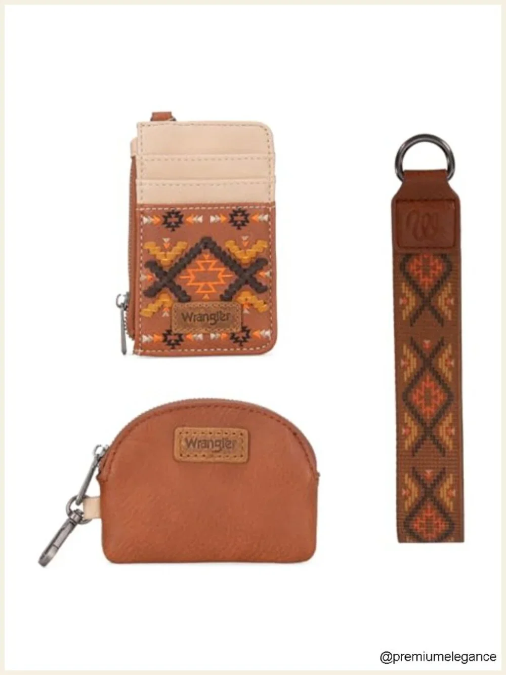 Canvas Dual Pouch Wristlet Wallet with Zipper Pocket